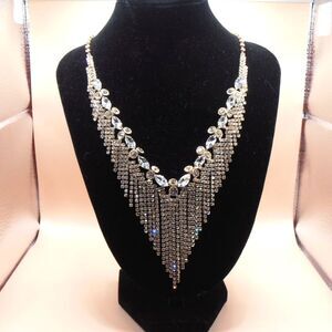 Art Deco Rhinestone Draping Bling Necklace Bib Style Tennis Style Choker